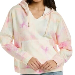 Eywasouls Malibu Lilly Pullover Hoodie Cloud Tie Dye Motif  Organic Festival M/L